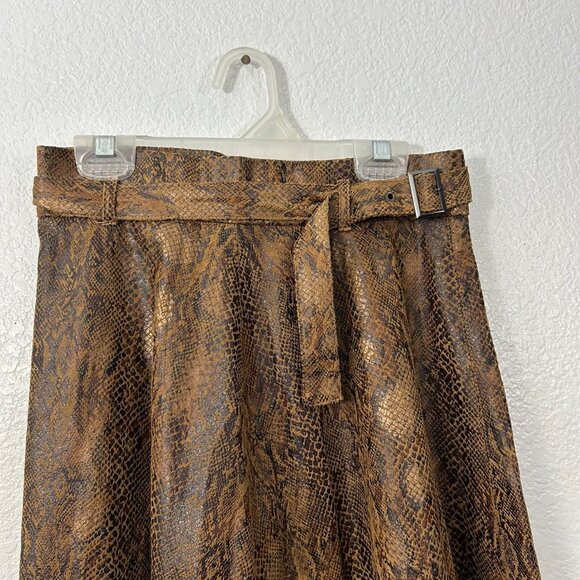 Vila Faux Suede Snakeskin High Waisted Midi Skirt - Picture 3 of 7